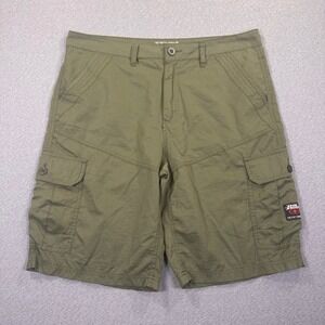 Y2K No Fear Ripstop Cargo Shorts Mens 36 Olive Green Utility Grunge Skate Baggy